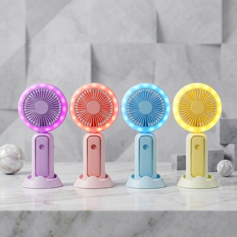 Mini Portable Hand Fan With Led Light Rechargeable