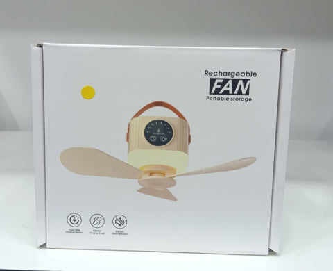 USB Dormitory Camping Small Ceiling Fan Rechargeable With 8 Hour Timer Night Light And 4 Speed Portable Design8