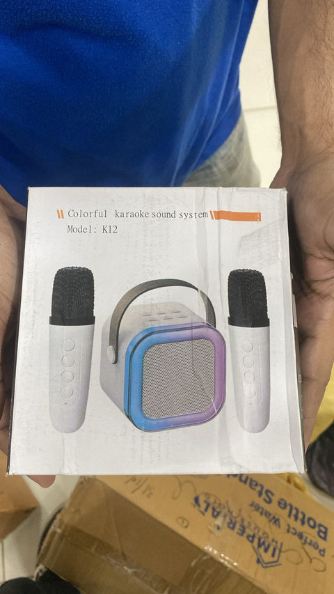 K12 Portable Bluetooth Speaker with Wireless Mic | RGB LED Lights | High Bass