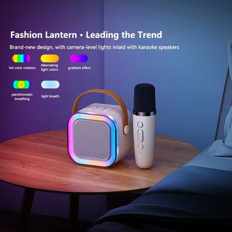 K12 Portable Bluetooth Speaker with Wireless Mic | RGB LED Lights | High Bass