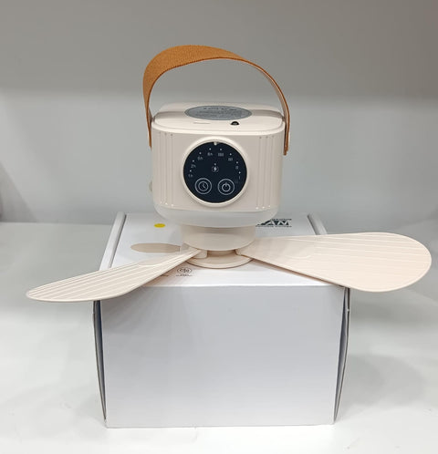USB Dormitory Camping Small Ceiling Fan Rechargeable With 8 Hour Timer Night Light And 4 Speed Portable Design8
